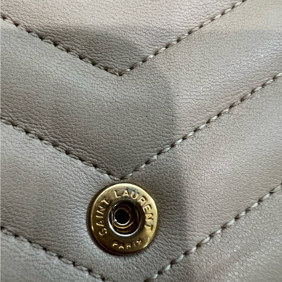 Beige Saint Laurent Cassandre Envelope Flap Wallet on Chain - Picture 7 of 15